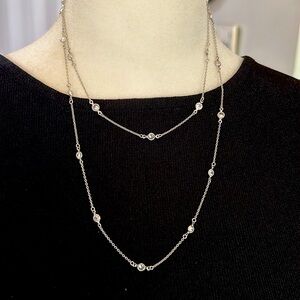 LaFonn 925 sterling long CZ BEZEL necklace  18” drop